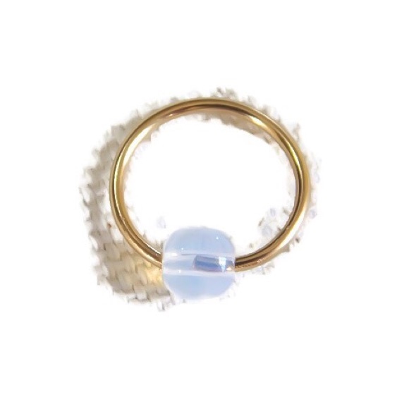 14K SOLID Gold or Rose Opalite Captive Bead Ring - CBR - Septum & Daith Piercing - Picture 5 of 10